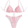 image:imageGORGLITTER Womens 2 Piece Swimsuit Summer Sexy Gingham Checkered Bikini Sets High Waisted Triangle Thong Bathing SuitsPink