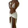 image:imageGORGLITTER Womens 3 Piece Swimsuits Sexy Triangle Halter String High Cut Bathing Suit with Cover Up Skirt SwimwearWhite