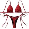 image:imageGORGLITTER Womens Animal Print Halter Triangle Bikini Set Two Piece Swimsuits Tie Side SwimwearRed