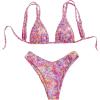 image:imageGORGLITTER Womens Boho Floral Triangle Bikini High Cut Thong Swimsuit 2 Piece Cheeky Bathing Suits 2026Hot Pink