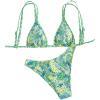 image:imageGORGLITTER Womens Boho Floral Triangle Bikini High Cut Thong Swimsuit 2 Piece Cheeky Bathing Suits 2026Mint Green
