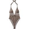 image:imageGORGLITTER Womens Cheetah Deep V Neck Sexy One Piece Bathing Suit Backless High Cut Leopard Monokini SwimsuitsBrown