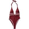 image:imageGORGLITTER Womens Cheetah Deep V Neck Sexy One Piece Bathing Suit Backless High Cut Leopard Monokini SwimsuitsBurgundy