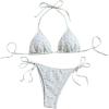 image:imageGORGLITTER Womens Floral Bikini Sets Boho Halter Triangle Side Tie Top with Bra Cute Bathing Suit Summer Beach OutfitsWhite