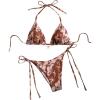 image:imageGORGLITTER Womens Floral Bow String Bikini Set Triangle Halter Swimsuit High Cut Summer Bathing Suit Swimwear 2025Multicolor