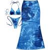 image:imageGORGLITTER Womens Floral Halter String Bathing Sets 3 Piece Tie Halter Triangle Bikini Sets with Beach Cover Up SkirtBlue