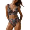 image:imageGORGLITTER Womens Floral High Waisted Bikini Sets 2 Piece Ruffle Swimsuits Cute Boho Summer Beach Bathing SuitBlack