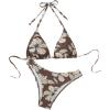 image:imageGORGLITTER Womens Floral Y2k Bikini Sets High Cut Thong Halter Triangle Cute Swimsuits 2 Piece Summer Bathing SuitsBrown