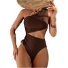 image:imageGORGLITTER Womens One Shoulder Monokini One Piece Swimsuit Cheeky Modest Tummy Control Swim Suit Bathing Suit SwimwearMocha Brown