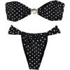 image:imageGORGLITTER Womens Polka Dots Bandeau Bikini Sets Metal Shell Linked Strapless Swimsuits Cheeky Bottom BeachwearMulticolor