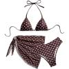 image:imageGORGLITTER Womens Polka Dots Bikini Set Halter Triangle Thong Bathing Suit Cute 3 Piece Swimsuit with Sarong CoverupsBrown