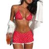 image:imageGORGLITTER Womens Polka Dots Boyshort Bikini Set with Shorts 2026 Halter Triangle Full Coverage Cheeky SwimsuitsRed and White