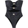 image:imageGORGLITTER Womens Polka Dots One Piece Swimsuit Metal Cut Out Strapless Bikini Sexy Monokini Bathing SuitBlack and White