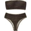 image:imageGORGLITTER Womens Strapless Bikini Crochet High Waisted Boho Bandeau Swimsuit 2 Piece Bathing SuitsChocolate Brown