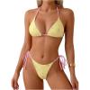 image:imageGORGLITTER Womens String Thong Bikini Sets Cheeky High Cut Halter Triangle Floral Brazilian Sexy Bathing SuitYellow