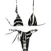 image:imageGORGLITTER Womens Striped Bikini Color Block String Tie Side Swimsuit Cheeky Swimwear Bathing SuitBlack and White