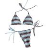 image:imageGORGLITTER Womens Thong Bikini Sets Striped Halter Triangle High Cut String Two Piece Swimsuit Summer Bathing SuitBlue and Brown