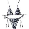 image:imageGORGLITTER Womens Zebra Striped Print String Bikini 2 Piece High Cut Thong Cheeky Bathing Suits BeachwearBlack Zebra Stripes