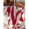 image:imageGORGLITTER Womens Animal Zebra Print Peplum Babydoll Top Blouse Dressy Casual Colorblock Cap Sleeve Summer Shirt TopRed and White