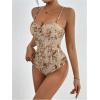 image:imageGORGLITTER Womens Bodysuit Floral Bustier Corset Tops Spaghetti Strap Sleeveless Backless Thong BodysuitApricot