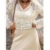 image:imageGORGLITTER Womens Boho Crochet Cropped Cardigan Lightweight Sheer Long Sleeve Button Up Spring Trendy 2026 Kimono TopApricot