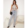 image:imageGORGLITTER Womens Brush Print Criss Cross Halter Cropped Top Tie Back Sleeveless Backless Tank TopsBlack and White