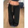 image:imageGORGLITTER Womens Cheetah Print Double Waisted Baggy Sweatpants Leopard Baggy Causal Gym Workout PantsBlack