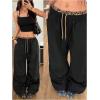 image:imageGORGLITTER Womens Cheetah Print Double Waisted Baggy Sweatpants Leopard Baggy Causal Gym Workout PantsBlack
