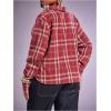 image:imageGORGLITTER Womens Cinched Waist Tops Plaid Collared V Neck Long Sleeve Shirt Fitted Checkered Causal Work BlousesBurgundy