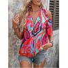 image:imageGORGLITTER Womens Cold Shoulder Long Sleeve Halter Tops Blouse Trendy Dressy Casual Fall Boho Colorful Blouses ShirtPink