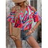 image:imageGORGLITTER Womens Cold Shoulder Long Sleeve Halter Tops Blouse Trendy Dressy Casual Fall Boho Colorful Blouses ShirtPink