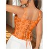 image:imageGORGLITTER Womens Floral Corset Embroidered Lace Up Square Neck Crop Tank TopOrange