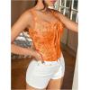 image:imageGORGLITTER Womens Floral Corset Embroidered Lace Up Square Neck Crop Tank TopOrange
