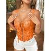 image:imageGORGLITTER Womens Floral Corset Embroidered Lace Up Square Neck Crop Tank TopOrange
