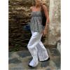 image:imageGORGLITTER Womens Gingham Babydoll Top Cute Ruffle Smocked Sleeveless Plaid Trendy Summer Peplum Shirts CamisoleBlack