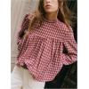 image:imageGORGLITTER Womens Gingham Long Sleeve Babydoll Top Cute Vintage Plaid Dressy Casual Trendy Elegant BlousesDusty Pink