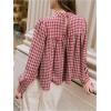 image:imageGORGLITTER Womens Gingham Long Sleeve Babydoll Top Cute Vintage Plaid Dressy Casual Trendy Elegant BlousesDusty Pink