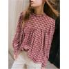 image:imageGORGLITTER Womens Gingham Long Sleeve Babydoll Top Cute Vintage Plaid Dressy Casual Trendy Elegant BlousesDusty Pink