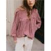 image:imageGORGLITTER Womens Gingham Long Sleeve Babydoll Top Cute Vintage Plaid Dressy Casual Trendy Elegant BlousesDusty Pink