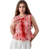 image:imageGORGLITTER Womens Gingham Peplum Tops Boho Summer Going Out Outfits Cute Bow Babydoll Tie Front Tank Tops BlousesRed