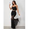 image:imageGORGLITTER Womens Lace Bell Bottom Pants Mesh Flare Leg High Waisted Sheer Sexy Gothic Leggings TrousersBlack Mesh