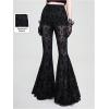 image:imageGORGLITTER Womens Lace Bell Bottom Pants Mesh Flare Leg High Waisted Sheer Sexy Gothic Leggings TrousersLace Black