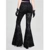 image:imageGORGLITTER Womens Lace Bell Bottom Pants Mesh Flare Leg High Waisted Sheer Sexy Gothic Leggings TrousersLace Black