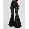 image:imageGORGLITTER Womens Lace Bell Bottom Pants Mesh Flare Leg High Waisted Sheer Sexy Gothic Leggings TrousersLace Black