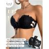image:imageGORGLITTER Womens Lace Push Up Strapless Bra Sheer Mesh Padded Tie Front Wirefree BrassieresBlack