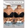 image:imageGORGLITTER Womens Lace Push Up Strapless Bra Sheer Mesh Padded Tie Front Wirefree BrassieresBlack