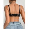 image:imageGORGLITTER Womens Lace Push Up Strapless Bra Sheer Mesh Padded Tie Front Wirefree BrassieresBlack