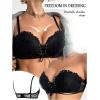 image:imageGORGLITTER Womens Lace Push Up Strapless Bra Sheer Mesh Padded Tie Front Wirefree BrassieresBlack