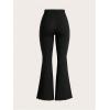 image:imageGORGLITTER Womens Lettuce Trim Bell Bottom Flare Pant Elastic High Waist Wide Leg PantsBlack