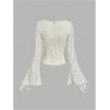 image:imageGORGLITTER Womens Mesh Bell Sleeve Tie Front Tops Dressy Casual Fall Long Sleeve Going Out Rave Festival Old Money TopApricot